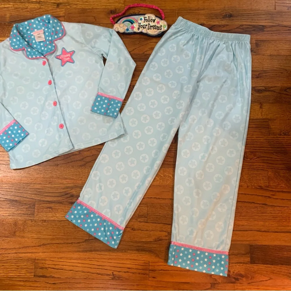 Girls St Eve 3 Pc Pajama Set Top Bottoms Eye Mask Rising Star Follow Your Dreams